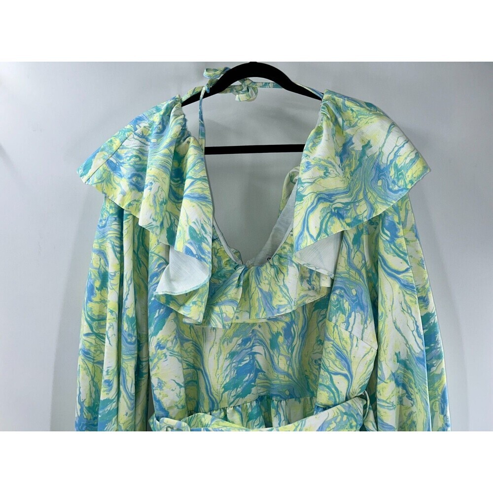 Women's ASOS LUXE Curve Marble V neck Belted Twill Smock Dress Size 22 - Picture 4 of 12